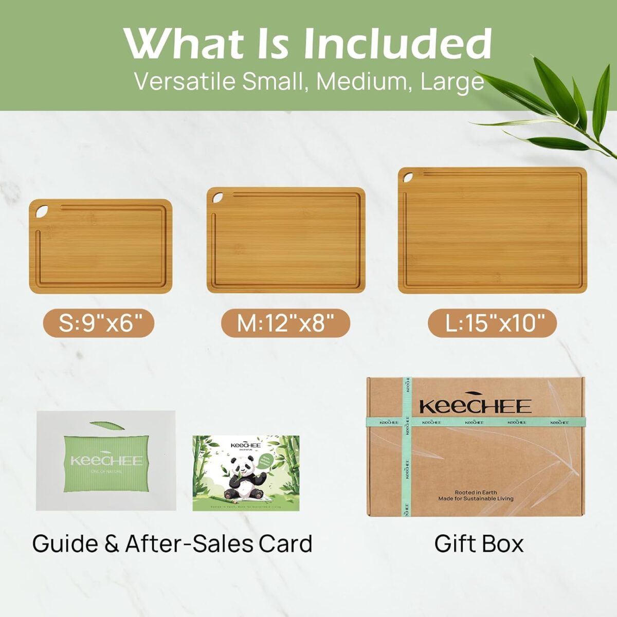 Wood Cutting Board for Kitchen - Reversible Bamboo Cutting Boards Gift Set of 3 with Juice Groove, Wooden Chopping Board for Meat, Fruit, Vegetables & Cheese (Pre Oiled, Natural) - Image 5
