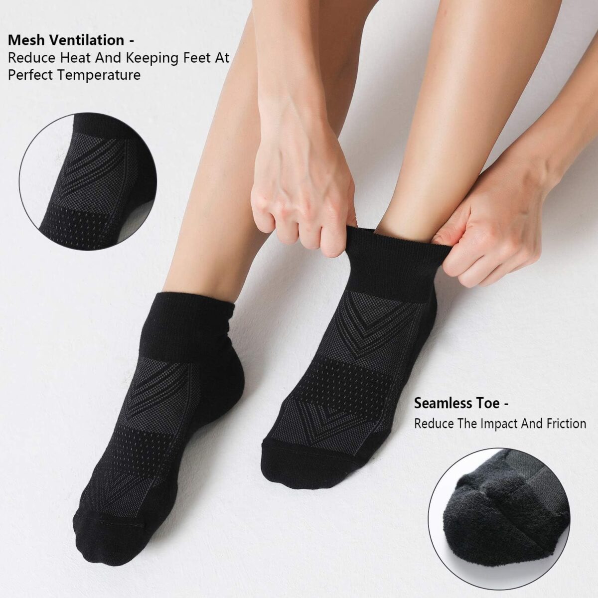 CelerSport 6 Pack Men's Ankle Socks with Cushion, Sport Athletic Running Socks - Image 4