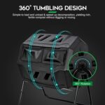F2C Compost Tumbler Bin 43 Gallon Dual Chamber Compost Bin - Includes Gardening Gloves，BPA Free, Heavy-Duty Steel Frame, Rotating Tumbler with Sliding Doors | (Black) - Image 2