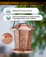Solar Bird Feeders for Outdoors Hanging - Premium Grade Metal Bird Feeder, Chew-Proof, Weather and Water Resistant Wild Bird feeders, Outside and Garden Decoration-New - Image 5