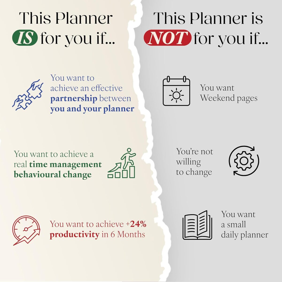 Undated Daily, Weekly & Monthly Planner – A5 Business Journal for Time Management, Goal Setting & Productivity with Eisenhower Matrix, 6-Month Organiser – Ideal Diary Gift for Men - Image 9