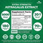 Zazzee Extra Strength Astragalus Root 20:1 Extract, 5000 mg Strength, 70% Polysaccharides, 180 Vegan Capsules, 6 Month Supply, 100% Vegetarian, Standardized and Concentrated 20X Extract, Non-GMO - Image 2