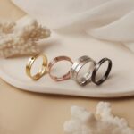 Anavia Personalized Name Date 2.5MM/4MM/7MM Stainless Steel Rings, Customized Message Dainty Plain Bands Glossy Gold Black Rings, Wedding Engagement Rings for Women Men - Image 2