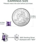 ChicSilver 925 Sterling Silver Sparkling Heart/Round/Princess Cut Birthstone Stud Earrings for Women Birthday Jewelry (with Gift Box) - Image 4