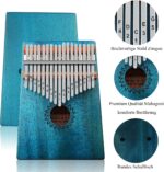 FLSEPAMB Kalimba 17 Key Thumb Piano with Mahogany Wood Portable Mbira Finger Piano Gifts for Kids and Piano Beginners Professional (Blue) - Image 2