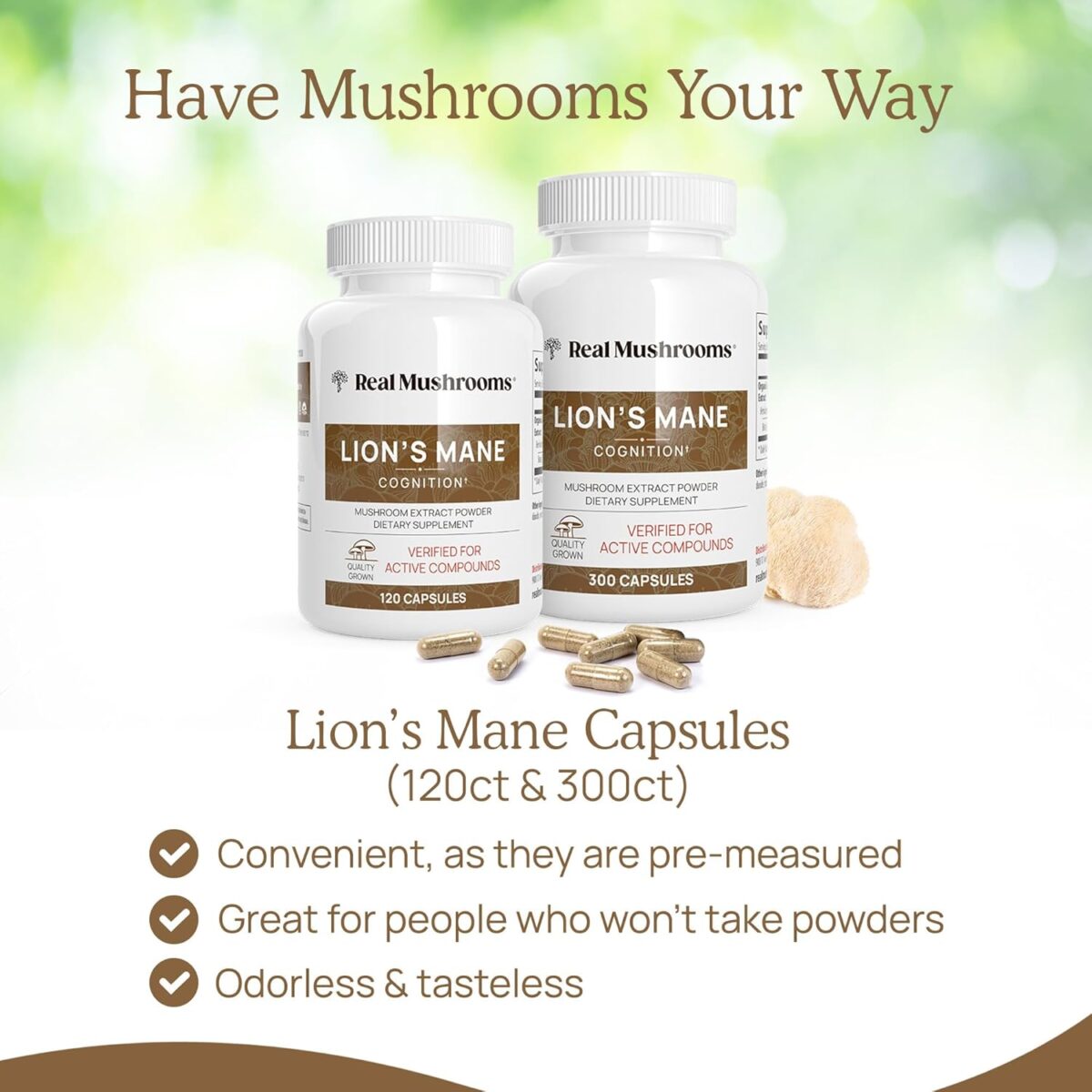 Lions Mane Mushroom Cognition Capsules (120 Capsules) Lions Mane Mushroom Powder Extract Capsules | Brain Supplement, Brain Vitamins, Focus Supplement - Image 5