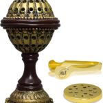 AM Lux Globe Incense Burner - Bakhoor Cone Holders | Insence bukhoor Burners| Frankincense Burner Charcoal | Mabkhara | for Office & Spiritual Décor (Bronze)