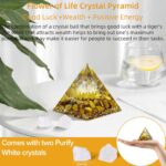 Hopeseed Orgone Pyramid Flower of Life Orgonite Money Healing Crystals Pyramid for Positive Energy with Tiger's Eye Stones and Luck White Crystal That Promotes Wealth, Prosperity and attracts Success - Image 7