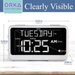 ORKA Talking Clock. Voice Recordable Ex Large Medication Pill Reminder. Talking Alarm Clock for Dementia, Hearing, Visually impaired Seniors-Digital Day Clock with Multiple Customized Alarms White - Image 5