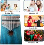 FLSEPAMB Kalimba 17 Key Thumb Piano with Mahogany Wood Portable Mbira Finger Piano Gifts for Kids and Piano Beginners Professional (Blue) - Image 5