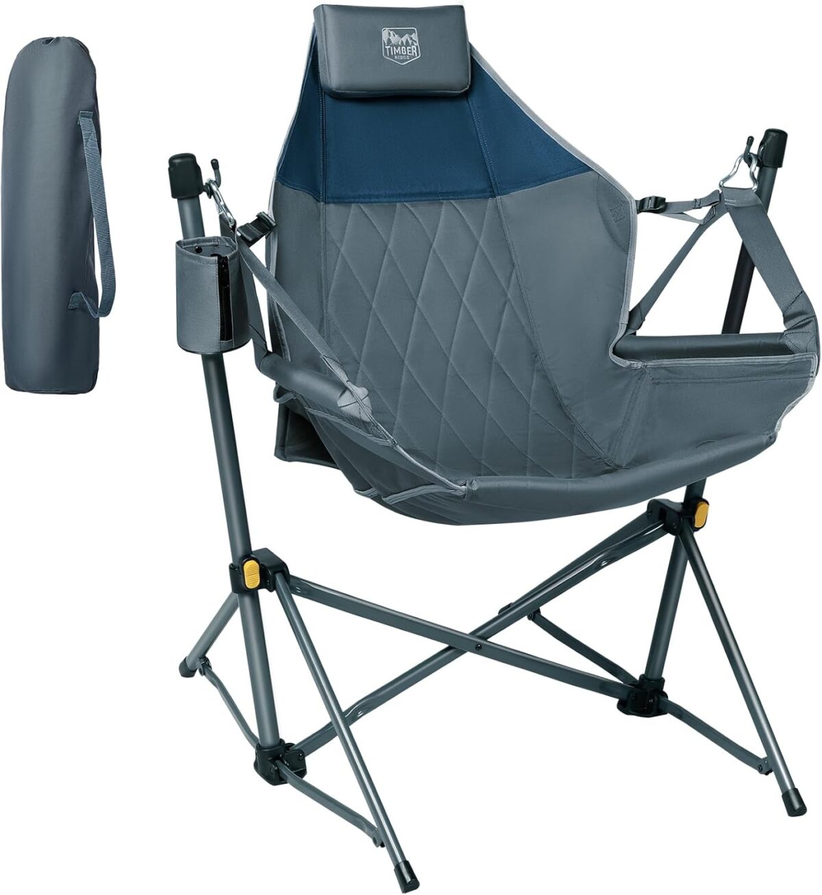TIMBER RIDGE Hammock Camping Chair with Adjustable Backrest, Heavy Duty Folding Hammock Chair Supports 300lbs, Portable Hammock Chair for Camping, Travelling and Patio, Blue - Image 3