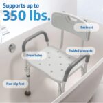 Medline Shower Chair Seat with Padded Armrests and Back | Heavy Duty for Bathtub | Slip Resistant with Adjustable Height | with 350 lb Capacity - Image 5