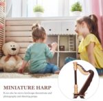 Wooden Mini Harp Model Ornament, 9CM Hand-Made Wooden Harp for Home Office Musical Instrument Decoration with Case - Image 6