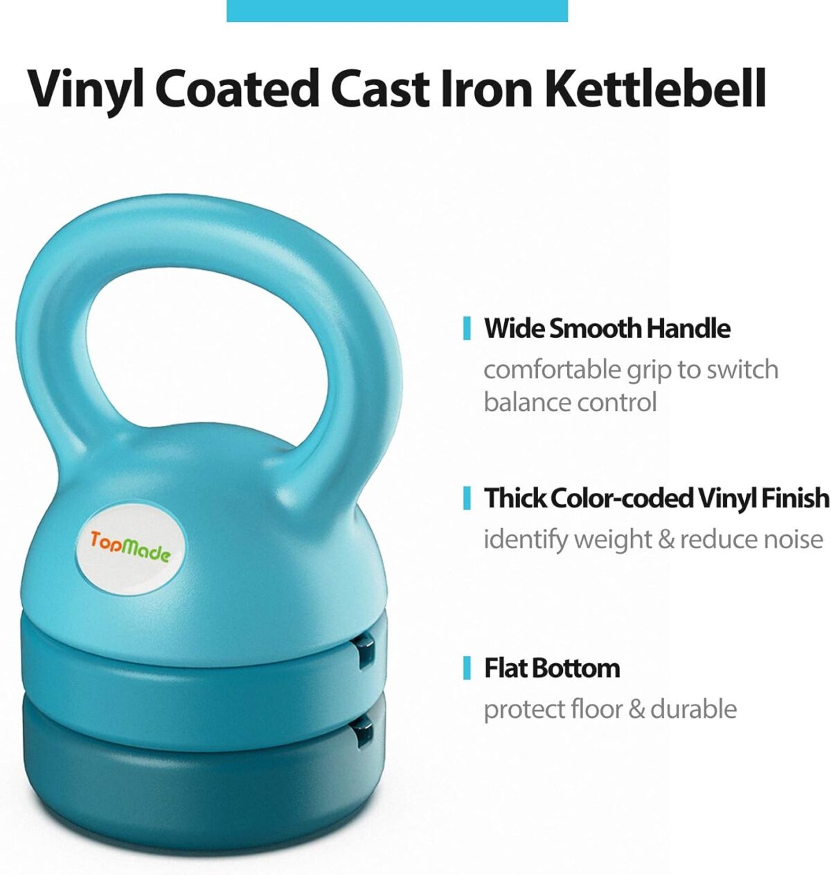 TopMade Adjustable Kettlebell Weights Set Cast Iron Exercise Fitness Kettle Ball Grip 5, 8, 9,12lb Free Weight Men Women Kettlebells for Home Gym Workout Ballistic, Core,Strength Training - Image 7