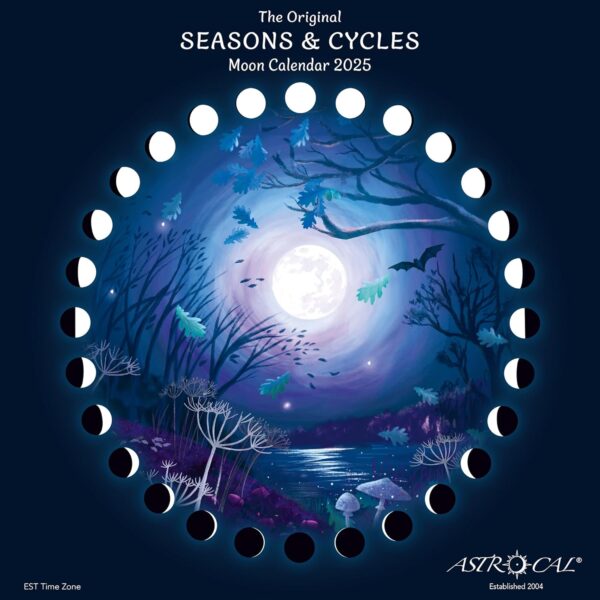 Astrocal Seasons & Cycles Moon Calendar 2025 USA (Blue, EST - Eastern Time)