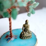 Buddha Statue with Healing Crystal Tree, Tree of Life for Positive Energy. Home Decor Yoga Meditation. Green.(B) - Image 6