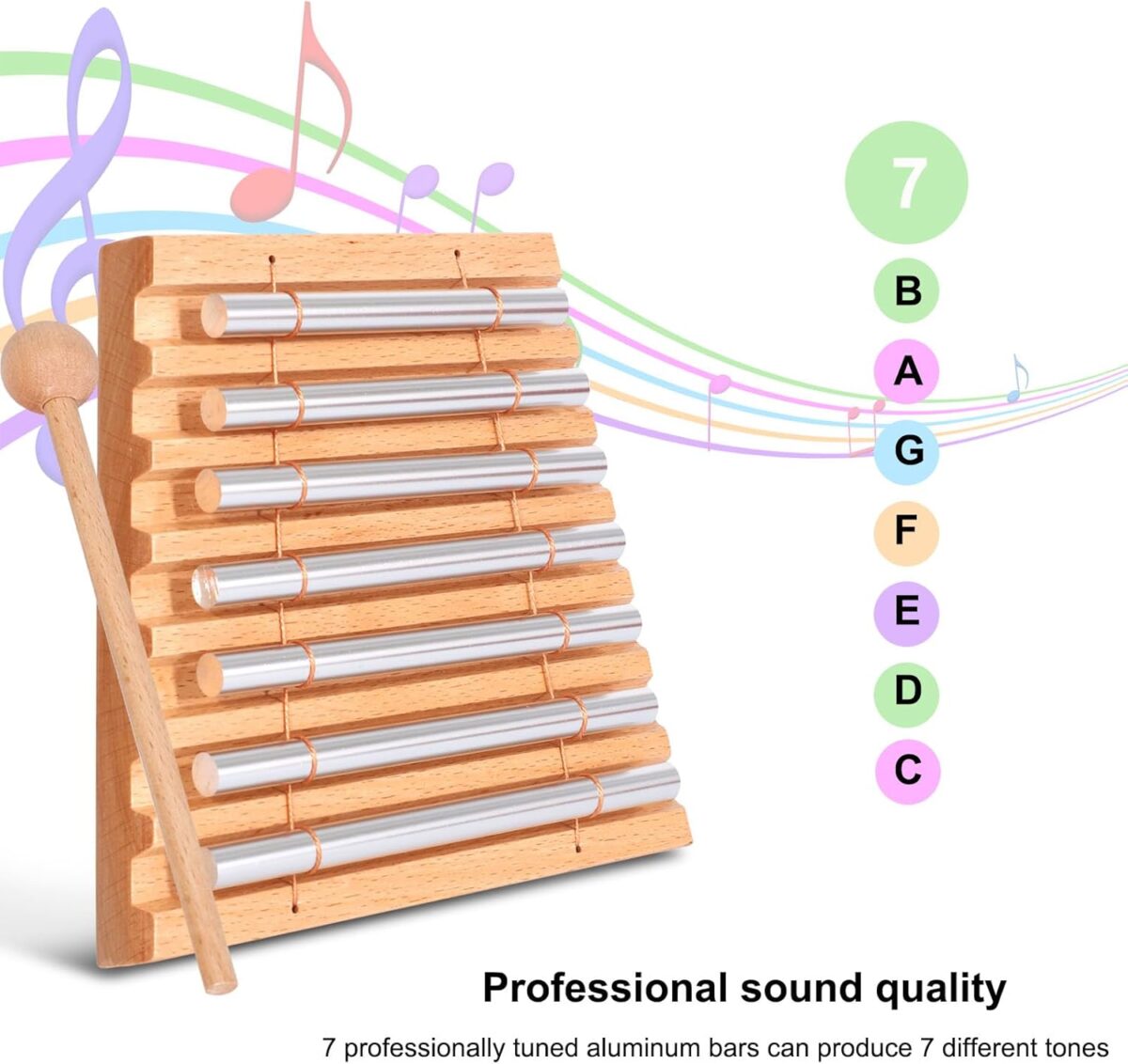 LIEKE 7 Tone Hand Chime Instrument Meditation Chime Mindfulness Bell with Nice Tone For Yoga Meditation Sound Healing Teachers' Classroom Management Tool - Image 2
