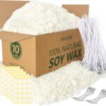 Soy Candle Wax for Candle Making 10 lbs Bag, Premium Natural Soy Wax Flakes, No additives and Pure, 100 Cotton Candle Wicks, 100 Wick Stickers, & 2 Centering Devices