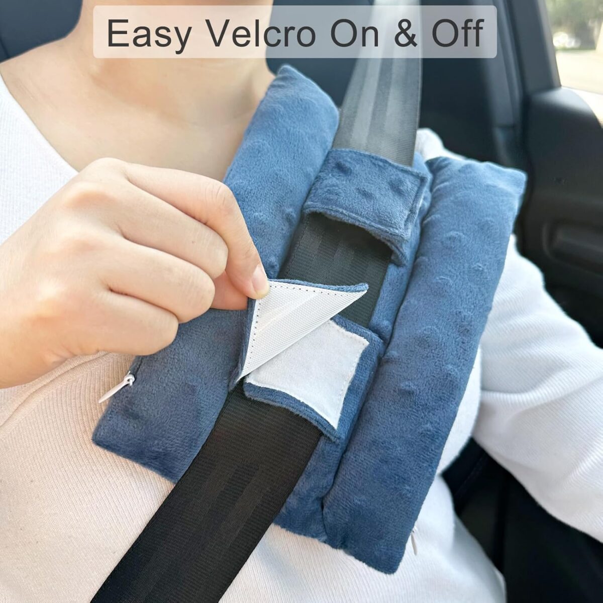Chemo Port Pillows for Patients Seatbelt, Chemo Port Protector Pacemaker Seat Belt Cushion, Chemotherapy Must Haves Chemo Gifts Men Women Cancer, Minky Dot Denim Blue - Image 4