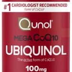 Qunol Mega Ubiquinol 100mg CoQ10, Superior Absorption, Patented Water and Fat Soluble Natural Supplement Form of Coenzyme Q10, Antioxidant for Heart Health, 100 Count Softgels