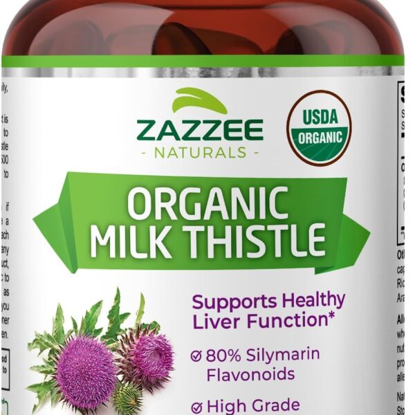 Zazzee USDA Organic Milk Thistle 30:1 Extract, 7500 mg Strength, 120 Vegan Capsules, 80% Silymarin Flavonoids, Standardized and Concentrated 30X Extract, 100% Vegetarian, All-Natural and Non-GMO
