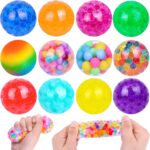 Squishy Balls for Adult Stress Relief - 12pc Set with Squeeze Fidget Balls for Party Favors & Gifts