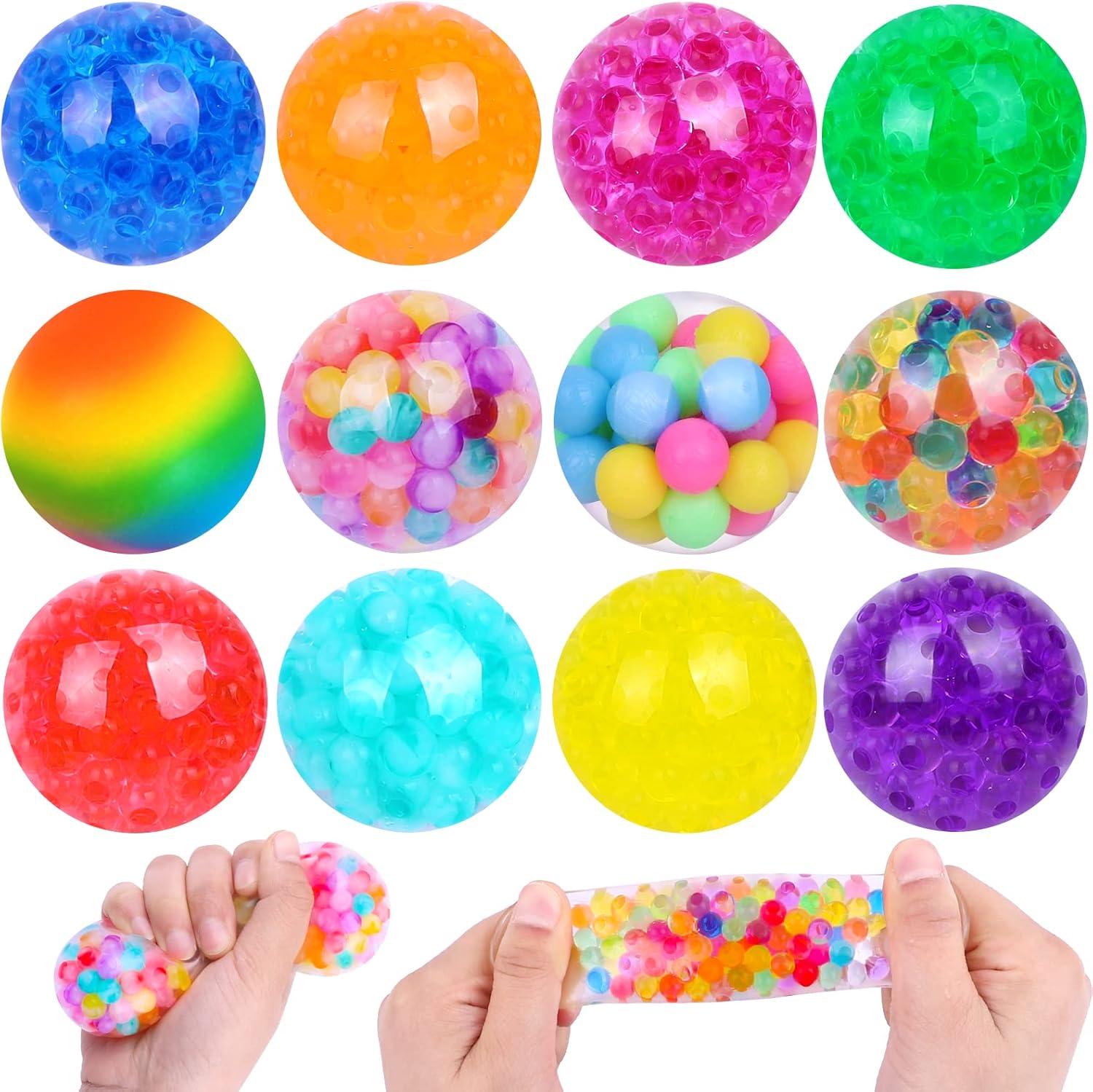 71Syzt35lDL._AC_SL1500_.jpg Squishy Balls for Adult Stress Relief - 12pc Set with Squeeze Fidget Balls for Party Favors & Gifts - Image 1