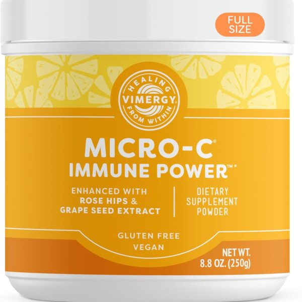 Vimergy Micro-C Immune Power TM *- 250g– 139 Servings – 1000mg/serving – Gentle Form – Antioxidant Phytonutrients – Immune & Nerve Support – Benefits Bone & Cartilage – Gluten-Free – Kosher – Vegan