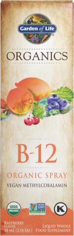 Garden of Life Organics B12 Vitamin - Whole Food B-12 for Metabolism and Energy, Raspberry, 2oz Liquid
