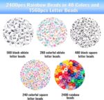 Quefe 3960pcs Pony Beads for Friendship Bracelet Making Kit 48 Colors Kandi Beads Set, 2400pcs Plastic Rainbow Bulk and 1560pcs Letter Beads with 20 Meter Elastic Threads for Craft Jewelry Necklace - Image 3