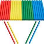 24 Pack Bulk Rhythm Sticks for Kids, 8 inches Wooden Lummi Stick Music Toys, Classroom Preschool Percussion Instruments, 4 Colors