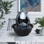 WICHEMI Indoor Water Fountain Tabletop Fountains with LED Rolling Ball, Feng Shui Zen Meditation Desktop Waterfall Fountain Calming Water Sound Relaxation Fountain for Home Bedroom Office (Style 12) - Image 3