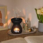 ComSaf Essential Oil Burner Wax Melt Burners Set of 2, Aromatherapy Aroma Burner Ceramic Oil Diffuser Candle Tealight Holder Home Bedroom Decor Christmas Housewarming Gift, Black - Image 2