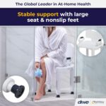 Drive Medical RTL12505 Handicap Bathroom Bench with Back and Arms, White - Image 2