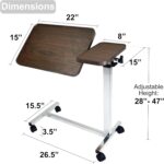 Vaunn Medical Adjustable Tilt Overbed Bedside Table with Wheels for Hospital and Home Use - Image 2