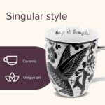 Karma Gifts 16 oz Black and White Boho Mug Hummingbird - Cute Coffee and Tea Mug - Ceramic Coffee Mugs for Women and Men, 1 Count (Pack of 1) - Image 3