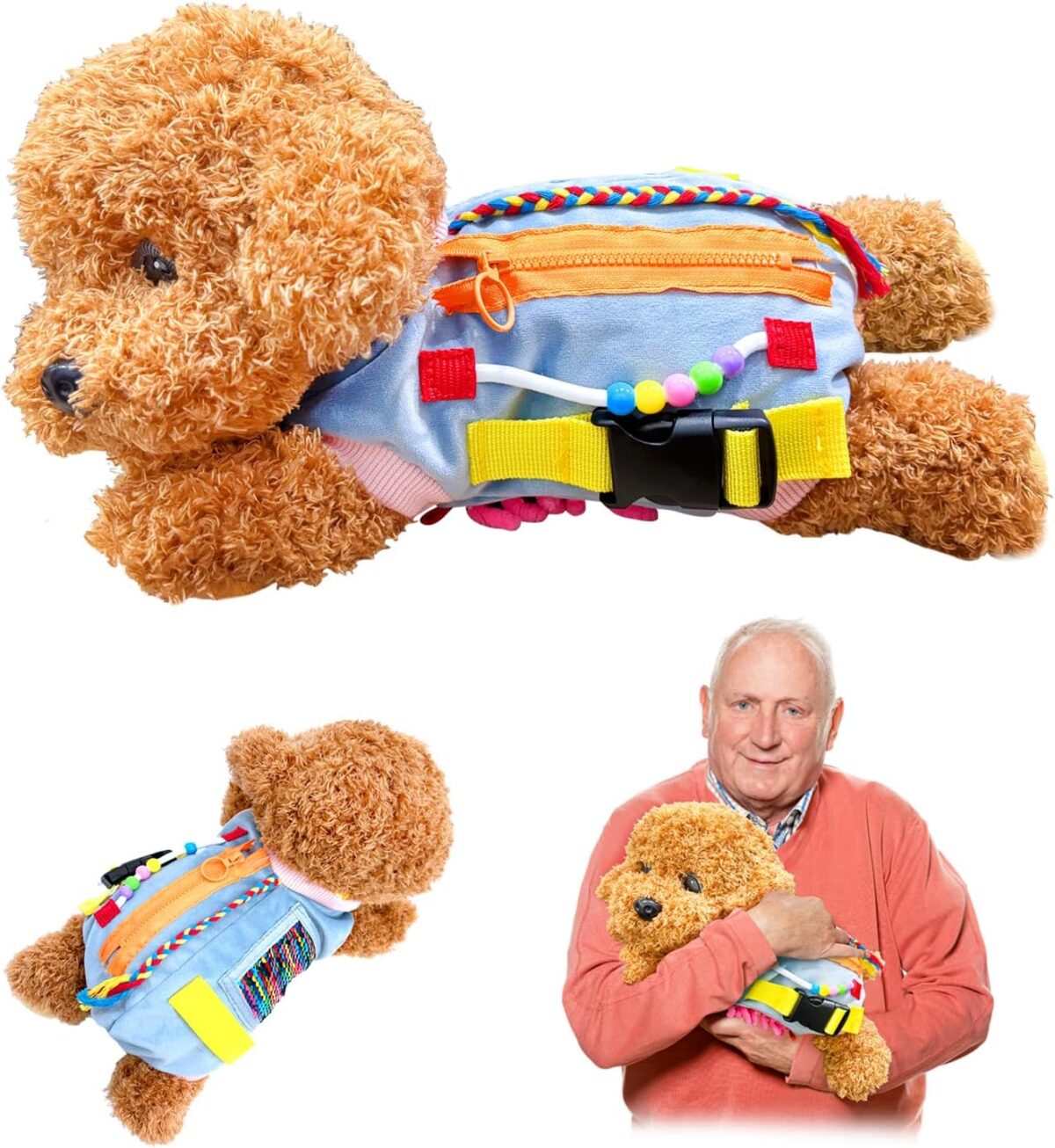 Fidget Sensory Dog Blanket for Elderly | Premium Dementia Activities for Seniors Items | Engaging Sensory Items (pup) for Adults | Gift and Activities for Seniors with Alzheimer - Image 1