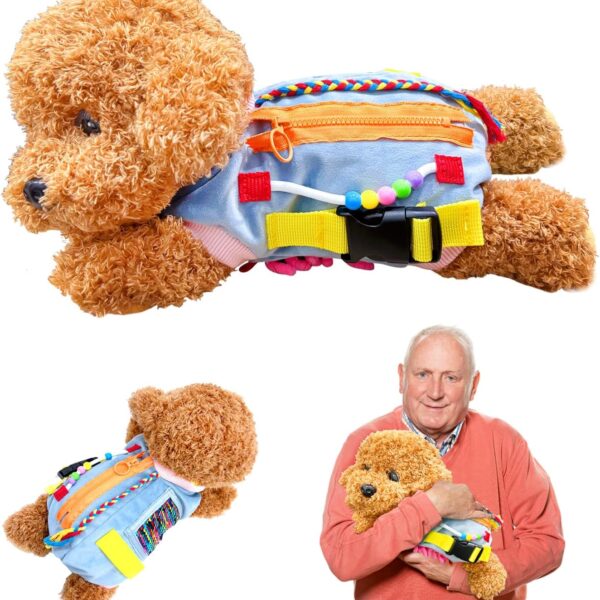 Fidget Sensory Dog Blanket for Elderly | Premium Dementia Activities for Seniors Items | Engaging Sensory Items (pup) for Adults | Gift and Activities for Seniors with Alzheimer