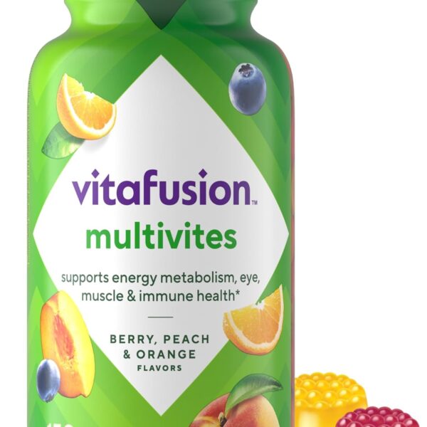 Vitafusion MultiVites Gummy Multivitamins for Adults with 12 Vitamins and Minerals, Berry, Peach and Orange Flavored, America’s Number 1 Gummy Vitamin Brand, 75 Day Supply, 150 Count