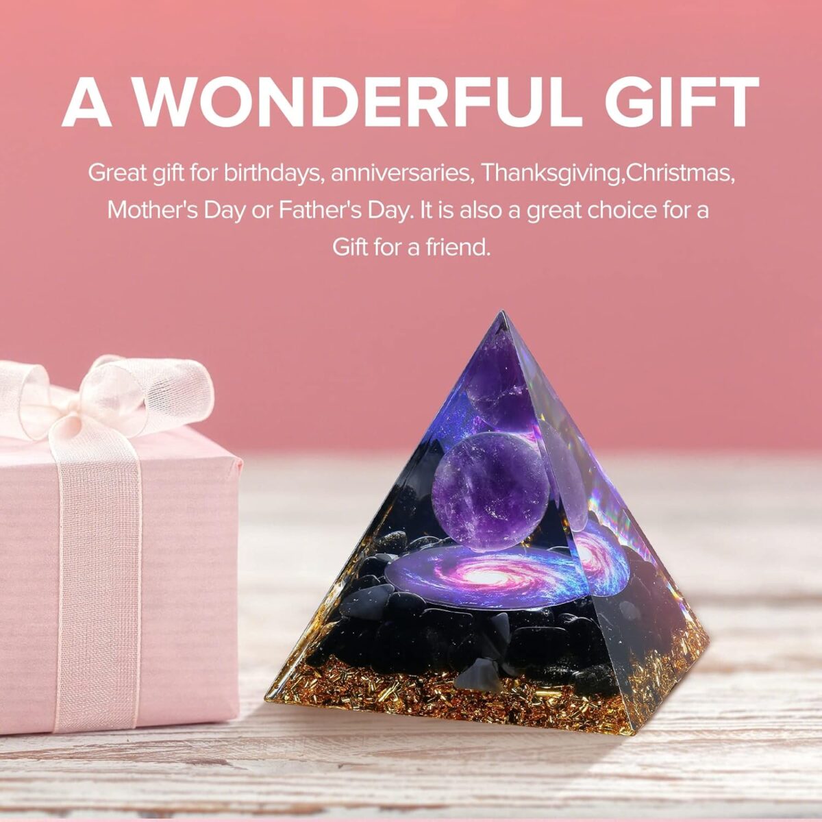 Hopeseed Orgone Pyramid for Positive Energy, Orgonite Amethyst&Obsidian Healing Crystal Pyramids for Reduce Stress Chakra Reiki Healing Meditation Attracts Lucky and Success - Image 6