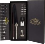 Calligraphy Set for Beginners, Wooden Dip Pen, Feather Quill, 19 Nibs, Ink Set, Gift Box