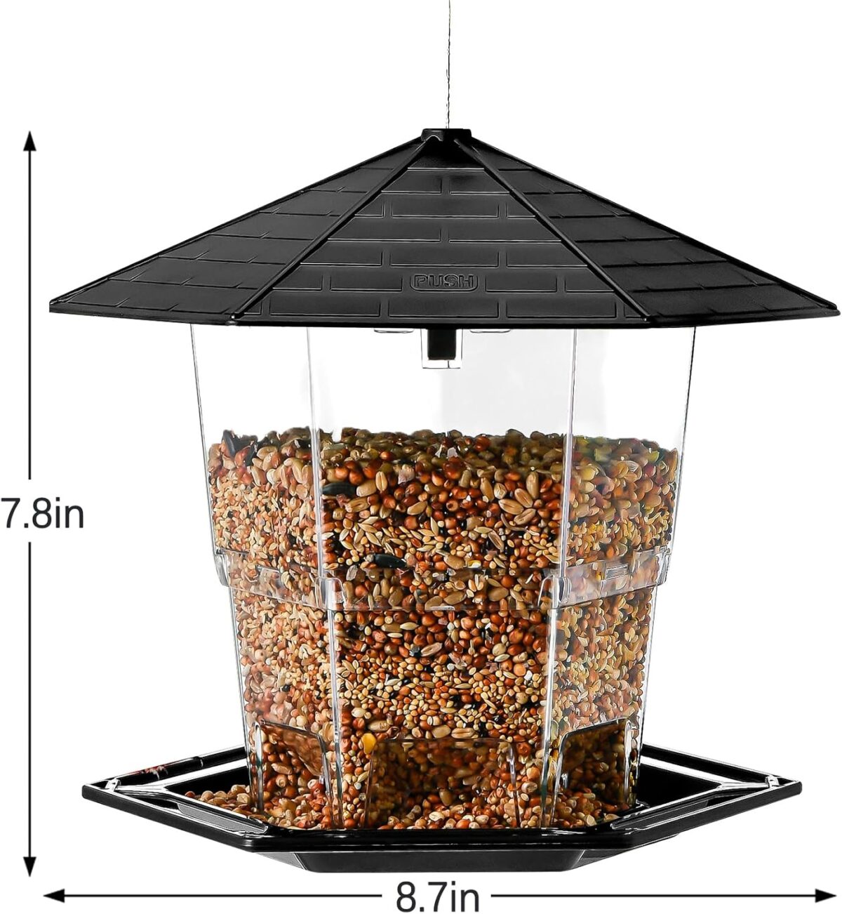 Bird Feeders for Outdoors Hanging Bird Feeder Wild Birds Seed, Black - Image 5