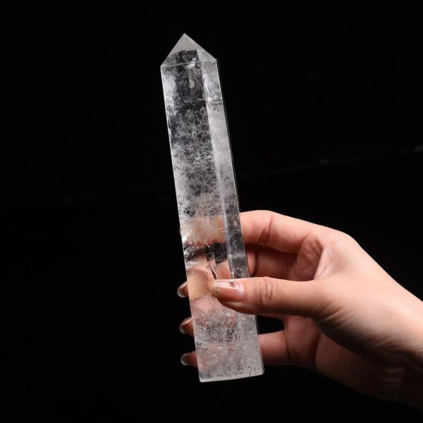 Large Clear Quartz Healing Crystal Towers / 7.08-7.87" Natural Crystal Wand / 6 Faceted Chakra Crystal Point Reiki Meditation Therapy
