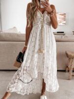 CUPSHE Women's Summer Dresses Sleeveless Lace Casual Tassel Beach Spaghetti Straps Flowy Maxi Sun Dress - Image 6