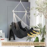 Chihee Hammock Chair Hanging Chair with Foot Rest 2 Cushions Max 500lbs Robust Metal Spreader Bar Collapsible Easy Storage Soft Cotton Swing Chair Strong Strap Iron Carabiner Side Pocket Included - Image 6