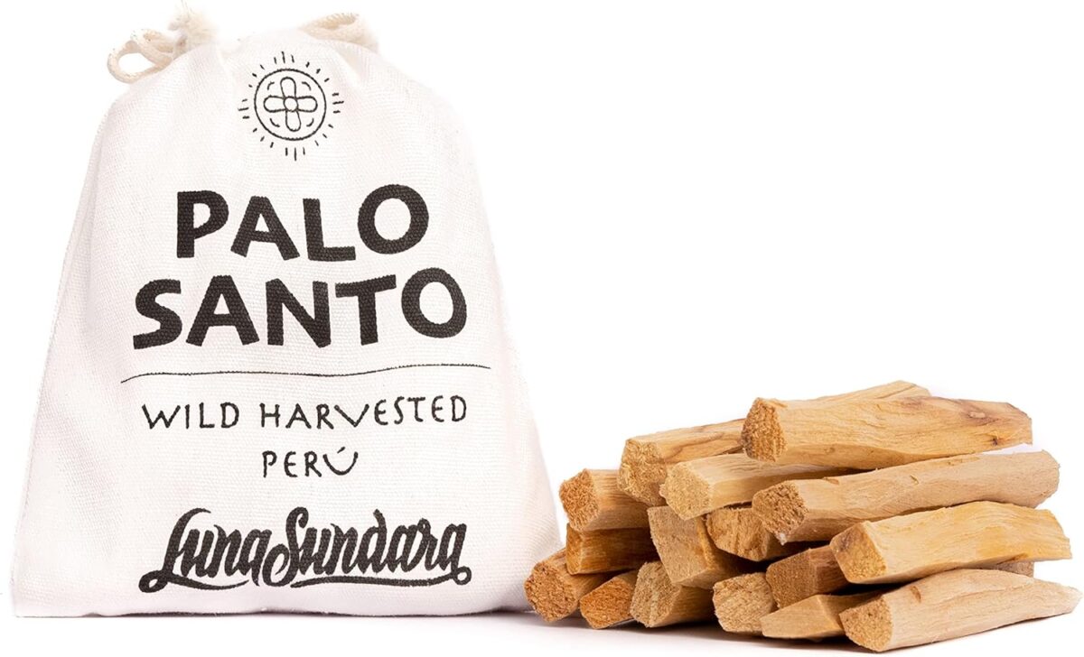 Luna Sundara Palo Santo Sticks from Peru Sustainably Wild Harvested Quality Hand Picked 100 Grams Authentic Smudge Sticks Includes a Reusable Drawstring Bag. - Image 1