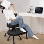 Cross Legged Office Chair with Wheels, Meditation Chair, ADHD Desk Chair for Adults, Adjustable Height Yoga Office Chair, Wide Criss Cross Chair with Lumbar Support, Kneeling Chair-Black - Image 8