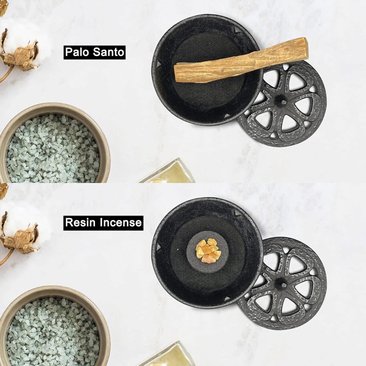 Incense Burner, Incense Burner Holder, Cast Iron Incense Burner with Incense Stick Holder and Fireproof Cotton. Ideal for Incense Sticks, Resin Incense, Cone Incense and Ritual Purpose, Decor, Etc.… - Image 5