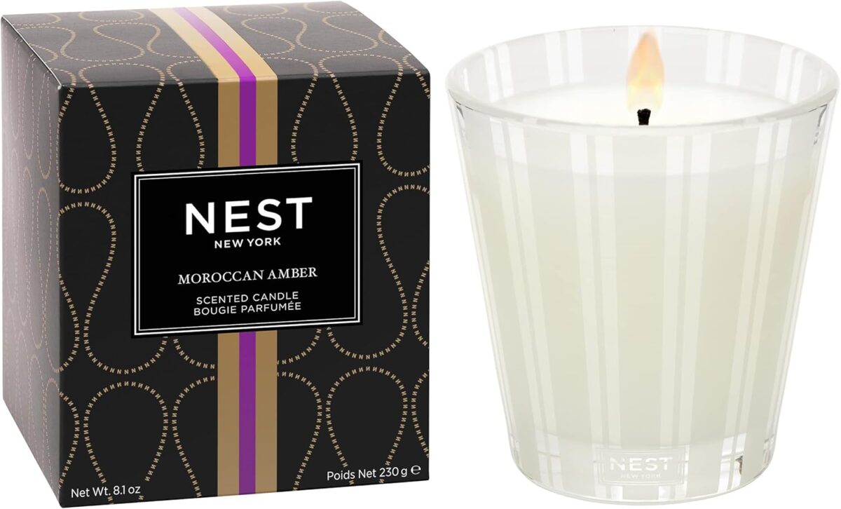 NEST New York Scented Classic Candle, Moroccan Amber - 8.1 oz - Up to 60-Hour Burn Time - Reusable Glass Vessel - Image 1