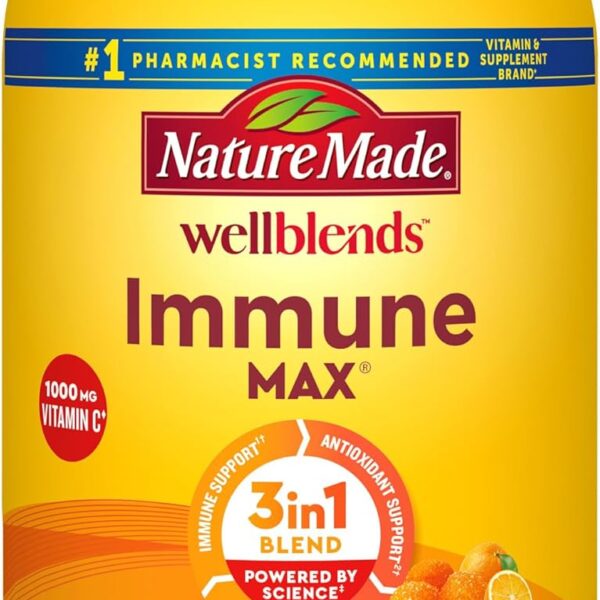 Nature Made Wellblends ImmuneMAX Gummies, Vitamin C 1000mg + Zinc, Selenium, & Vitamin D3 5000 IU, Immune Support Supplement, 42 Gummies